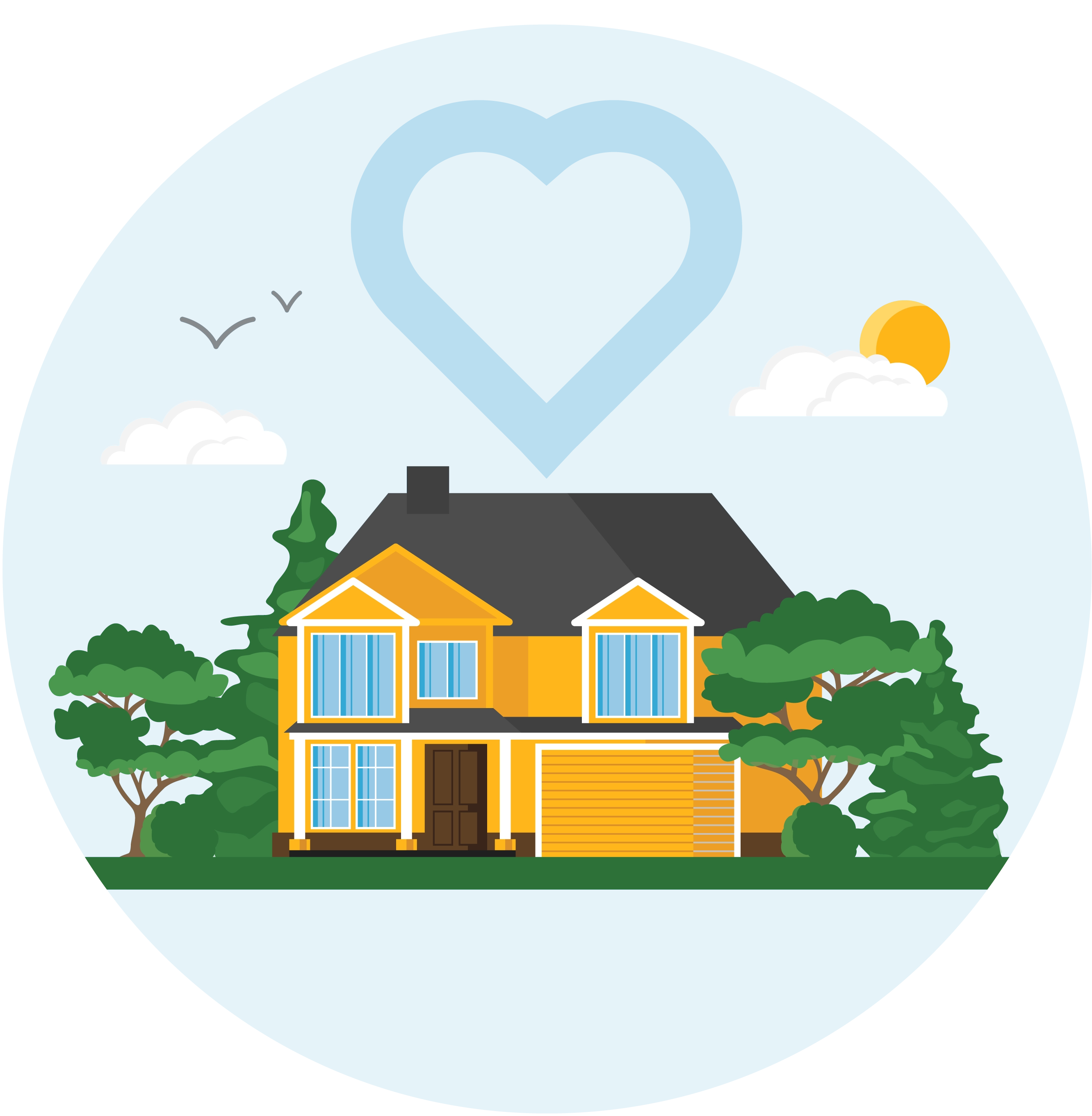 Home with heart above it